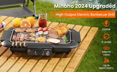 Smokeless Indoor/Outdoor Electric Grill – Portable Tabletop BBQ Grill with Adjustable Temperature, Non-Stick Surface, Easy Cleaning & Ideal for Home, Parties, and Outdoor Cooking