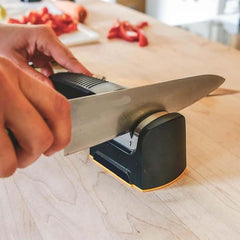 Compact Pull-Through Kitchen Knife Sharpener – Professional 3-Stage Sharpening Tool for Chef, Paring, Scissors & Serrated Knives | Safe, Fast & Easy to Use