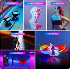 FM-128 RGB LED Light Wand – Adjustable Brightness & Color (2500K-6500K), 12 Dynamic Lighting Scenes, Built-in Rechargeable Battery for Photography, Vlogging & Creative Shooting