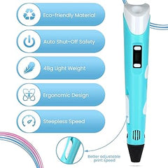 3D Pen Upgrade | Intelligent Printing Pen with LCD Screen & 12 PLA Colors for Creative Fun