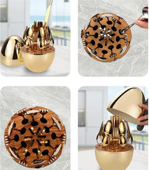 24-Piece Cutlery Set – Luxury Stainless Steel Scandinavian Style Tableware (Gold Finish)