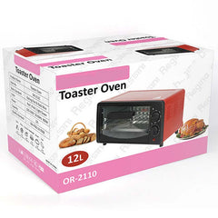 Multi-Function Electric Oven | 12L Mini Air Fryer Chicken Oven | Portable Tabletop Baking Oven with Bakeware & Rack | Stylish Red Compact Cake Oven