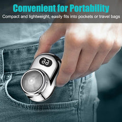 Fast Charging Digital Display Mini Shaver with Mirror | Portable USB-C Rechargeable Electric Shaver, Compact Travel Shaver for Men with High-Performance Blades