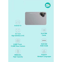 P200 11" Android 13 Tablet with 5G WiFi, Dual SIM, 8GB RAM, 512GB Storage, Keyboard, Mouse, 8000mAh Battery – Multi Colour