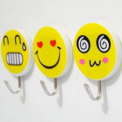 Wall Hanging Hook Set | 9-Piece Emoji Face Hooks with Strong Poster Adhesive | Damage-Free Decorative Hooks for Room, Kitchen, and Office