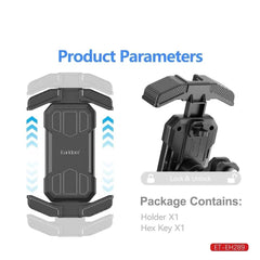 Universal Bike Mobile Stand (ET-EH289) | Adjustable Smartphone Holder for Bicycles & Motorcycles, One-Hand Operation, 360° Multi-Angle Adjustment, Secure Stable Clip