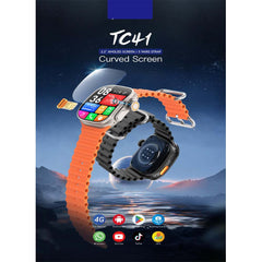 TC41 Curve Smartwatch with 2.01" AMOLED Display, GPT AI Assistant, Bluetooth Calling, Wireless Charging, IP68 Waterproof, Fitness Tracker – Stylish Orange Edition