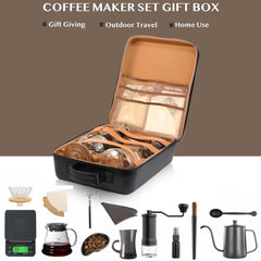 12-Piece Pour Over Coffee Kit – Complete Brewing Set with Wooden Dripper, Filters, Accessories & Travel Bag, Ideal Barista Gift Set for Coffee Lovers & Travelers