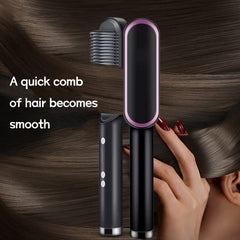Multifunctional Hair Straightener Brush | 2-in-1 Heating Curler & Styler Comb for Hair & Beard, Fast Heating, Adjustable Temperature, Anti-Scald, Dual Voltage