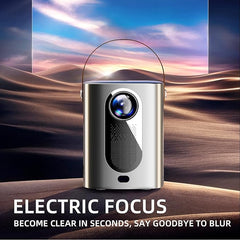 HY6 4K Smart DLP Android 9 Mini Video Projector | 200 Lumens, Wireless Screen, Portable with Built-In Speaker and Manual Lens | 3m Projection