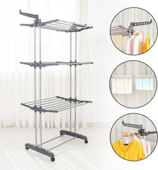 Foldable Rolling Laundry Drying Rack with Adjustable Shelves | Heavy-Duty Stainless Steel Rods | Compact Storage | Space-Saving Design for Apartments, Laundry Rooms & Small Spaces