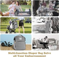 Diaper Bag Backpack – Waterproof and Stylish Multifunctional Travel Baby Bag with Insulated Pockets, Changing Pad, and Hands-Free Design for Parents