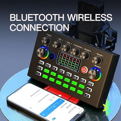 F009 Live Sound Card – Bluetooth Audio Mixer for Broadcasting, Recording, and Live Streaming