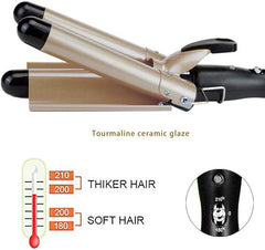 3-Barrel Ceramic Curling Wand – LCD Display, 14 Temp Settings for Perfect Waves & Curls
