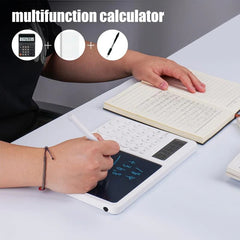 Calculator LCD Writing Tablet | 2-in-1 Digital Notepad and Calculator | Portable, Eco-Friendly, Reusable Memo Pad for Office, School, and Home Use