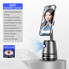 Q05 Smart Magnetic Charging Gimbal | 360° Rotation Smartphone Stabilizer with AI Face Tracking, Magnetic Mount & Wireless Charging for Smooth Video & Vlogging