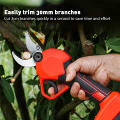 Cordless Electric Pruning Shears | Garden Tree Branch Pruner with 30mm Cutting Diameter, 2 Rechargeable 2Ah Lithium Batteries, 6-8 Working Hours