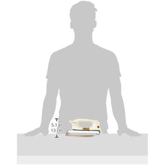 OE-21 Dry Iron | Non-Stick Teflon Coating for Smooth Ironing | Scratch-Free Performance for All Fabrics | Elegant White & Golden Design
