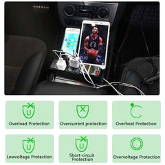 200W Car Power Inverter | DC 12V to AC 220V Converter with Dual AC Outlets, 4 USB Charging Ports & Cigarette Lighter Socket for Travel & Road Trips