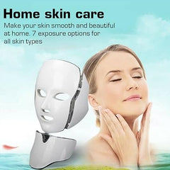7-LED Whitening Face Mask | Advanced Optical Therapy Skin Care Device | Rejuvenating Light Treatment Mask for Glowing, Radiant Skin (White/Black, 230x200mm)