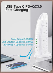 Sailboat Shape Tower Extension Lead with Type C Fast Charging Ports
