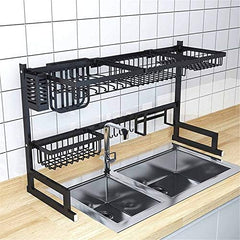 Over Sink Kitchen Shelf Organizer | 65/85cm Stainless Steel Dish Drying Rack & Storage Holder | Space-Saving Kitchen Essentials
