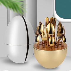 24-Piece Cutlery Set – Luxury Stainless Steel Scandinavian Style Tableware (Gold Finish)