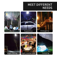 DC 12V Dual-Color LED Camping Light | Telescopic Rod Outdoor Light for BBQ, Night Parties & Camping