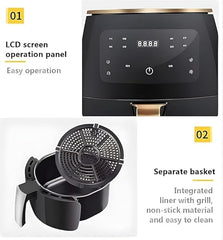 6L Multifunctional Digital Touch Air Fryer – 2400W Sleek Black Design for Healthier Cooking