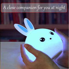 Rabbit Silicone Touch Sensor Night Light | Color-Changing LED Lamp | Soft Breathing Glow for Kids & Adults | USB Rechargeable | Portable & Safe