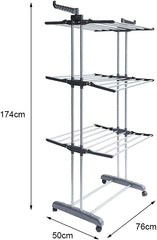 Foldable Rolling Laundry Drying Rack with Adjustable Shelves | Heavy-Duty Stainless Steel Rods | Compact Storage | Space-Saving Design for Apartments, Laundry Rooms & Small Spaces
