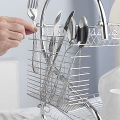 New Arrival 2-Layer Kitchen Dish Rack | Stainless Steel Dish Drainer & Plate Holder with Utensil Organizer