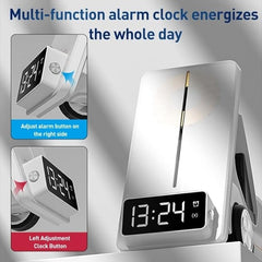 T20 Multifunctional Wireless Charging Station 5 in 1 Fast Charger with Alarm Clock, Multi-Device Compatibility (Multi)