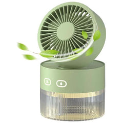 Two-in-One Desktop Spray Humidification Fan – USB Rechargeable Mini Mute Electric Fan with Adjustable Speeds, Humidifier, and Night Light (Multi)