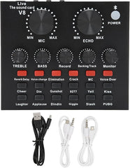 V8 Sound Card for Live Streaming – Voice Changer & Mixer with 1200mAh Battery