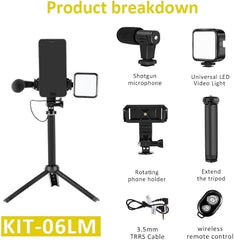 Live Set Fill Light Selfie Stick Tripod – Foldable, with Microphone & Adjustable Lighting