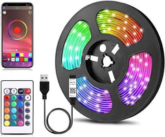 5m Bluetooth LED Strip Light with USB – RGB TV Backlight, Smart App Control, Music Sync, and Remote Function for Home, Gaming Room & TV Decoration