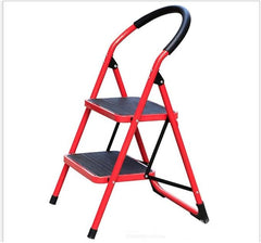 Compact 2-Step Mini Ladder | Folding Wrought Iron Red Stairs for Home Use