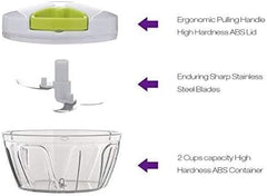 Easy Spin Cutter Hand Chopper | Effortless Manual Food Chopper for Quick Meal Prep