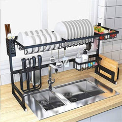 Over Sink Kitchen Shelf Organizer | 65/85cm Stainless Steel Dish Drying Rack & Storage Holder | Space-Saving Kitchen Essentials