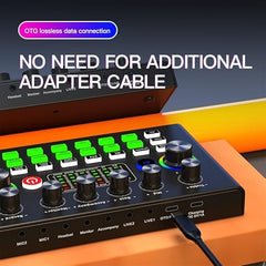 F009 Live Sound Card – Bluetooth Audio Mixer for Broadcasting, Recording, and Live Streaming