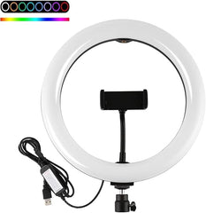 MJ33 RGB LED Soft Ring Light | 26CM Adjustable Ring Light with Phone Holder | Perfect for Live Streaming, Photography, Makeup & Video Recording