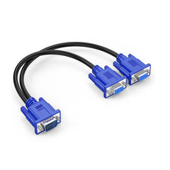 Dual VGA Splitter Cable – 1 Male to 2 Female Adapter for Dual Monitor Screen Duplication, High-Quality VGA Y Cable for PC, Laptop & Projector