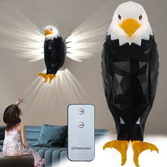 3D Bald Eagle Wall Night Light - Realistic Wing-Shaped LED Art Lamp, Stunning Home Decoration for Bedroom, Living Room, Office & Study (Warm & White Light)