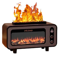 Wood Grain Fireplace Diffuser with 7-Color Flame Humidifier | Silent Operation, Auto Shut-Off, and Aroma Diffusion for Living Room & Bedroom