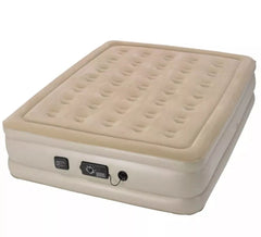 Queen-Size Inflatable Mattress with Built-in Pump | Single-Touch Self-Inflating Double Height Air Bed, Adjustable Firmness, Dual Chamber, Built-in Nightlight & USB Port