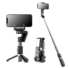 Q18 Mobile Phone Selfie Stick with Anti-Shake Handheld Gimbal Stabilizer | Single-Axis Tripod, Fill Light for Vlogging, Live Broadcast, Photography, Compatible with iPhone & Android