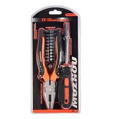 12-Piece Compact Tool Kit | All-in-One Screwdriver Set with Pliers, Wrenches, and Bits for Home, Car, and Office DIY Maintenance
