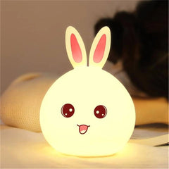 Rabbit Silicone Touch Sensor Night Light | Color Changing Breathing LED Lamp | Dimmable Mood Light for Bedroom, Nursery, and Desk