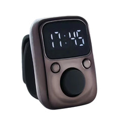 Digital LED Finger Tally Counter | Rechargeable Luminous Electronic Clicker for Prayer, Stitch Counting & Tasks | Bright Display, Adjustable Strap, Modern Grey